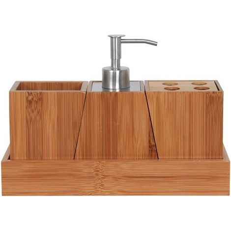 Ensemble de 3 accessoires de salle de bain Inox & Bambou MSV