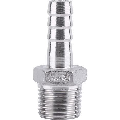 Raccord de tuyau d'arrosage mâle fileté en acier inoxydable (1/2" x 12 mm) (1/5)