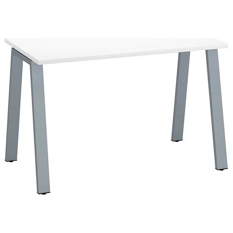 Bureau droit individuel blanc 120 x 60 cm, piétement métal aluminium - Arch - Maxiburo