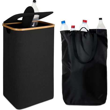 Recolector de botellas con tapa, capacidad de 100 L, bolsa extraíble