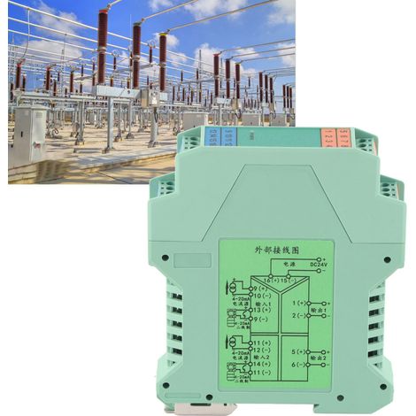 Transmetteur de courant DC24V, deux entrées et deux sorties, signal analogique 4-20mA, commande PLC, isolateur de signal d'isolation de courant. (1/5)