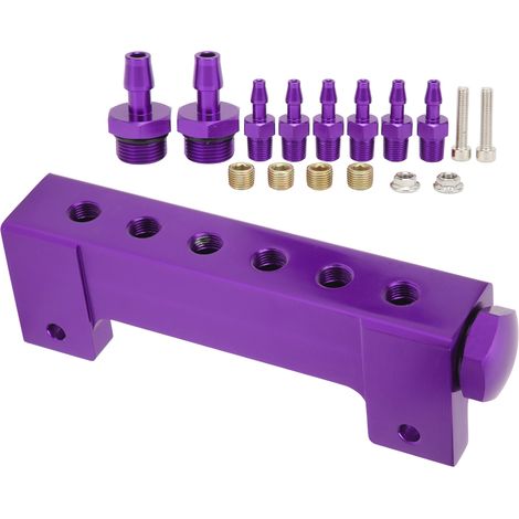 Collecteur d'aspiration universel violet à 6 ports, filetage NPT 1/8", modifié en violet (1/5)