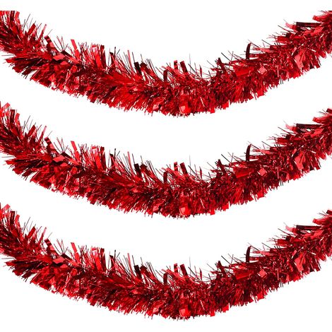 Weihnachtsgirlande (3-teilig) - 2 m rote Weihnachtsbaumgirlande für Weihnachten