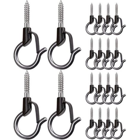 20 PièCes Q Crochets de Suspension Plafond Muraux Robustes avec Boucle SéCurité à Vis ExtéRieurs pour Plantes Suspendues (1/4)