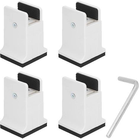 AKLOSIPY Rehausseurs de Meubles Noirs, 4 Pièces, avec Pince en S, Rehausseurs de canapé pour Meubles de Service, Noirs (White) (1/5)