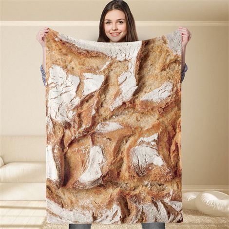 Couverture Douce en Polyester 140x200 cm Motif Pain Décoratif pour Canapé Lit Café Aéroport (1/5)