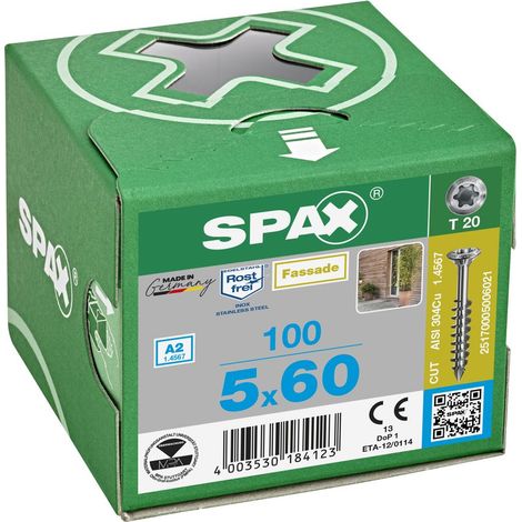 SPAX Tornillo de fachada (agglo) LiKo T-STAR plus 5,0x 60/37 A2 KP (por 100)