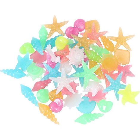 50 Stück leuchtende Muscheln in verschiedenen Farben, Muschelbastelarbeiten für Aquariendekoration (1/2)