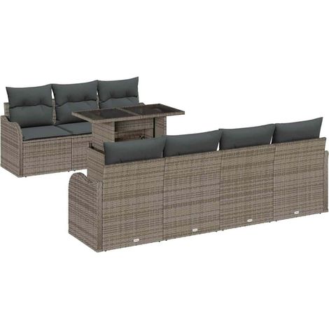 Maison Exclusive - Set Divano da Giardino 8 pcs Grigio Rattan in Polipropilene