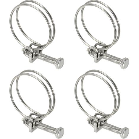 4 Pcs Doubles Colliers De Serrage À Double Fil 38-42 mm Argent (1/5)