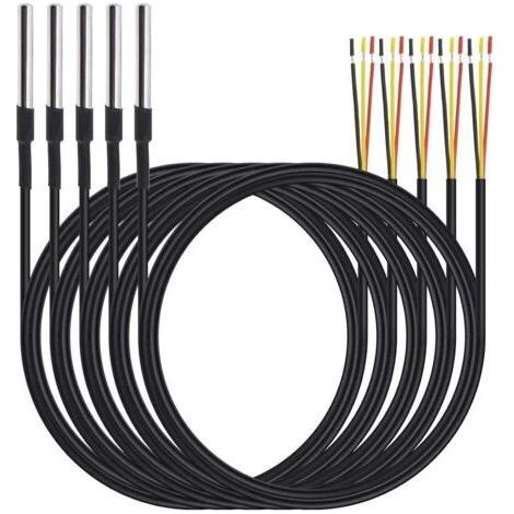 BARKBUSTERS Ensemble de 5 sondes étanches en acier inoxydable avec capteur de température numérique et câble de 1 m, mesurant de -55 °C à +125 °C (1/5)