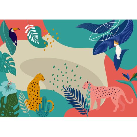 Papier peint panoramique modern Rendez-vous dans la Jungle (1/3)