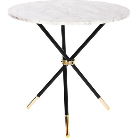 DKD Home Decor Table d'Appoint Blanc Noir Doré 80x80 cm (1/5)