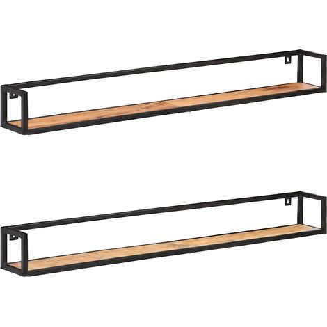 Lot de 2 Étagères murales Étagère de Rangement - Meuble de rangement 160 cm Bois d'acacia massif BV926475 - BonneVie (1/5)