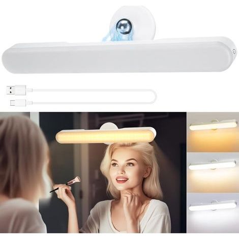 Specchio da trucco con luce LED wireless, lampada ricaricabile da 4000 mAh, lampada adesiva girevole a 360° rimovibile e portatile. (1/5)