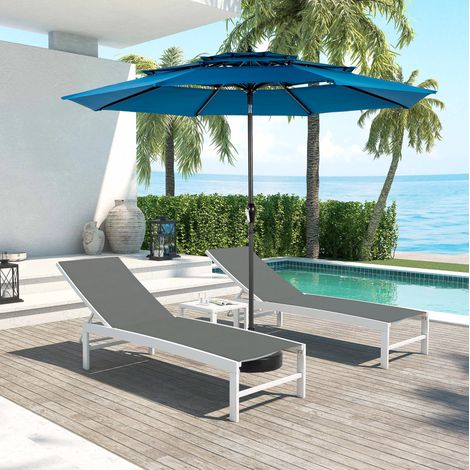 Parasol de jardín de 10 ft en acero azul oscuro, inclinable, para terraza FloraGrace (1/5)