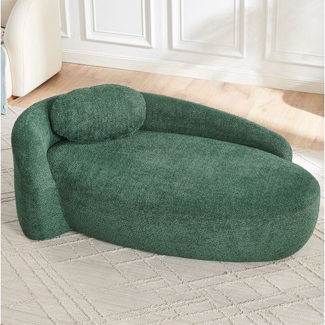 Divano 170x96x62 cm verde in tessuto peluche con cuscino, struttura in schiuma MEUBLIV (1/5)