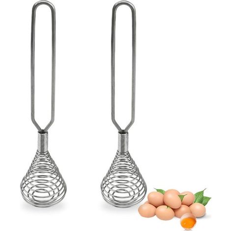 Frusta a spirale in 2 pezzi, frusta a pressione, design a molla, facile da pulire, antiscivolo, termoisolante, manico allungabile. Indispensabile in cucina. (1/5)