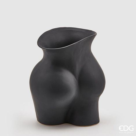 EDG Enzo De Gasperi Vaso Chakra Booty H 26 Cm 22 x 16 Cm Ceramica Nero