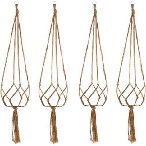 Panier suspendu manuel pot de fleurs Net sac Braided maison vintage plante Sling Knotted corde jardin plante cintre pot (1/5)