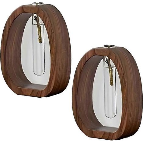 Vase élégant en noyer avec tube en verre, porte-fleurs minimaliste en bois et flacon diffuseur d'arômes, centre de table décoratif pour la maison (1/5)