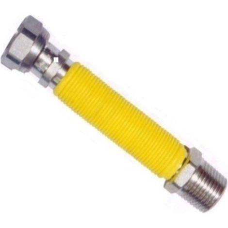 TUBO FLESSIBILE ED ESTENSIBILE PER GAS 65/125MM - RACCORDO 3/4 - IN ACCIAIO INOX - COLORE GIALLO
