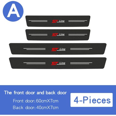 (4 pièces avant et arrière) Convient aux modèles ST LINE Focus. Seuil de porte en fibre de carbone, autocollant, film protecteur anti-rayures et imperméable, accessoires pour coffre. (1/4)