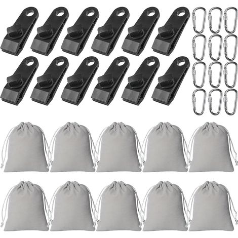 10 Pièces Sac De Poids Portable pour Rideaux, Sacs De Sable avec 8 Mousquetons Et 8 Clips, Sacs De Poids, Poids pour Tonnelle pour Rideaux Extérieurs, Nappes(20 X 25 cm) (1/5)