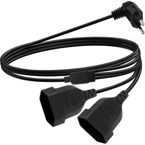 Rallonge Plate 2 en 1 Multiprise Extra Plate 250 V/2.5 A Max Rallonge Prise Fiche Plate pour TV Ordinateur Moniteur Beamer Lampe Appareils Ménagers (2m / Noir) (1/5)