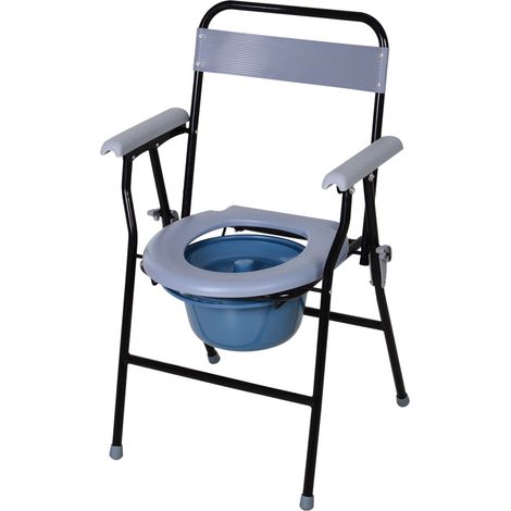 Sedile WC pieghevole con tazza removibile per anziani e disabili, realizzato in ferro e tubi di plastica, 52 x 50 x 75 cm