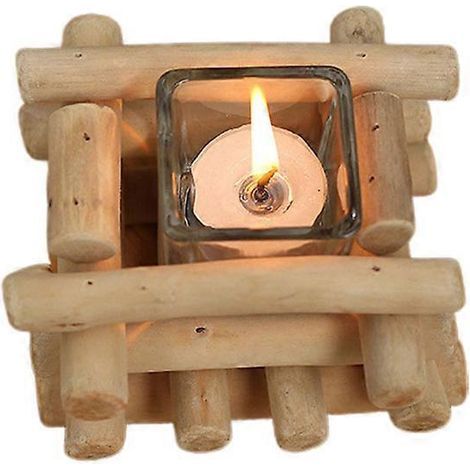 bougeoir en bois fait main, style rétro bois flotté, décoration pour la maison ou un café.-1111cm (1/3)