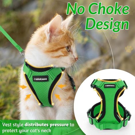 Harnais anti-fugue Rabbitgoo XS vert clair, réglable et réfléchissant, gilet respirant avec laisse (1/5)