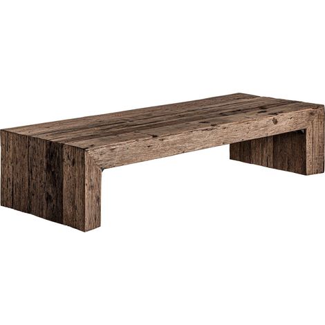 Table basse ethnique bois recyclé style Samsun - Teinte chaleureuse bois vieilli recyclé (1/5)