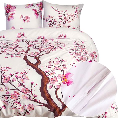 160x200 Baumwollbettwäsche mit glatter Oberfläche, blühender Magnolienbaum (1/5)