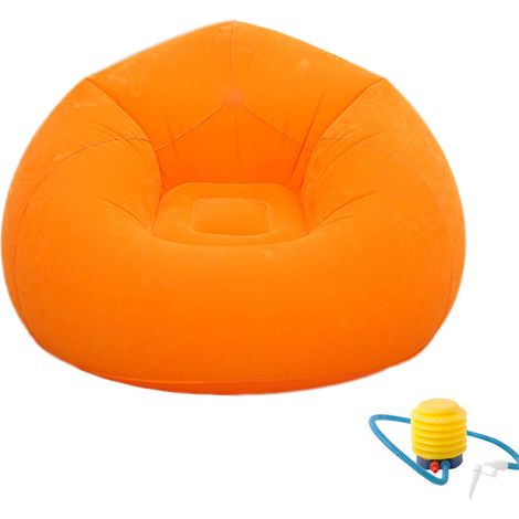 Fauteuil gonflable, pouf gonflable avec pompe à pied, orange (1/5)