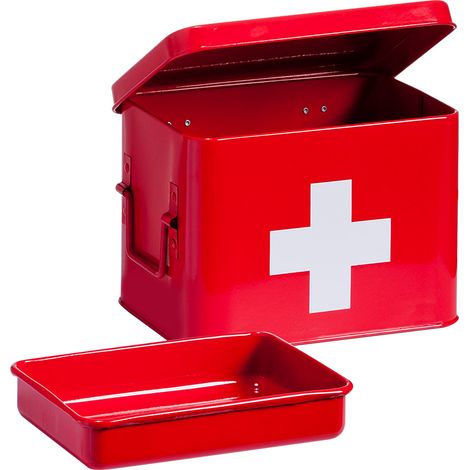 Zeller Kit di pronto soccorso rosso in metallo 22x16x16 cm