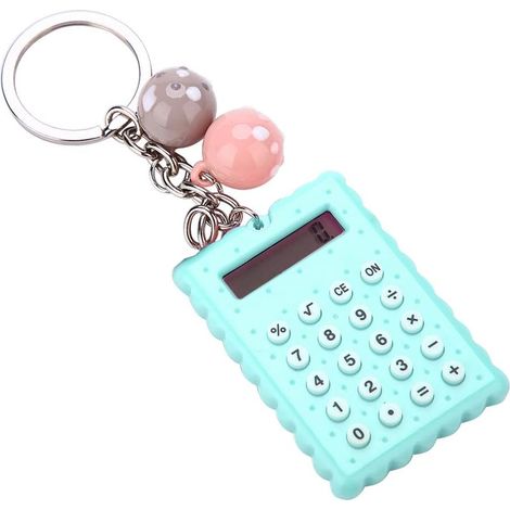 Mini calculatrice Portable PVC 8 chiffres calculatrice électronique avec boutons en silicone et boucle porte-clés pour enfants étudiants (1/5)