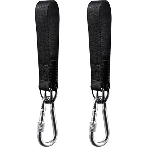 Kit de Suspension Noir pour Balançoire 2 Pièces, Sangles pour Balançoire de Jardin, Hamac ou Siège Suspendu, avec 2 Mousquetons de Charge Lourde et Anneaux D (1/5)