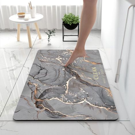 Tapis De Bain AntidéRapant, Tapis De Sol Absorbant 40 X 60 Cm Tapis De Douche Doux Et Confortable, Tapis De Bain Diatomite Pour La Baignoire, La Cuisine, Salon Et La Salle De Bain, fumée de chaux. (1/5)