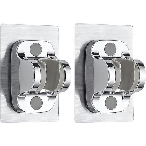 (Silberner) Duschkopfhalter – Stark klebend – Silber – Winkel verstellbar – 2er-Pack – 12 cm (1/4)