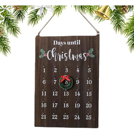 Calendrier De L'Avent Mural De Noël Décoration Saisonnière En Bois 25 Jours Panneau Du Calendrier De L'Avent De Noël Pour Salle De Classe Salon Chambre Bureau Dortoir Ferme (1/5)