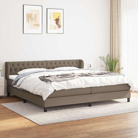 Sommier à lattes de lit avec matelas Taupe 200x200 cm Tissu (1/5)