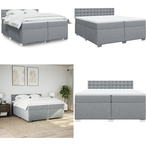 Boxspringbett mit Matratze Hellgrau 200x200 cm Stoff - Boxspringbett - Doppelbett - Bettsystem - Schlafsofa - Polsterbett - Home & Living (1/5)