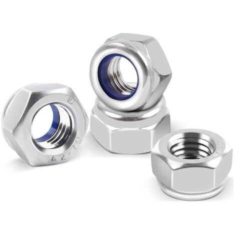 M6 stainless steel nuts, 20 pieces M6 stainless steel nylon lock nuts, A2 V2A Self-locking nuts (DIN 985 / ISO 105110) Nylon hexagonal lock nuts, standard metric thread M6 lock nuts