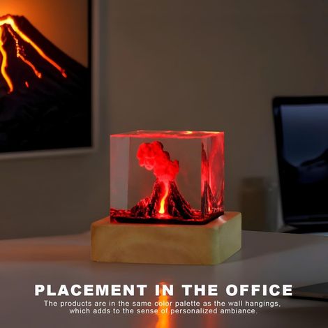 Lampe à lave - Veilleuse décorative 3D effet éruption volcanique - Mini lampe de chevet USB en résine époxy, idéale pour la chambre et le bureau (1/5)
