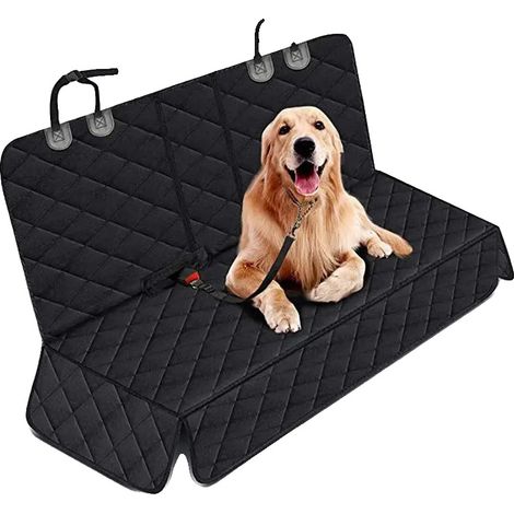 Funda impermeable para asiento de coche para perros, diseño antideslizante, color negro. (1/2)