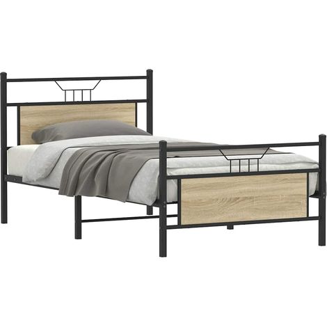 vidaXL Bed Frame without Mattress Sonoma Oak 107x203cm Engineered Wood (1/5)