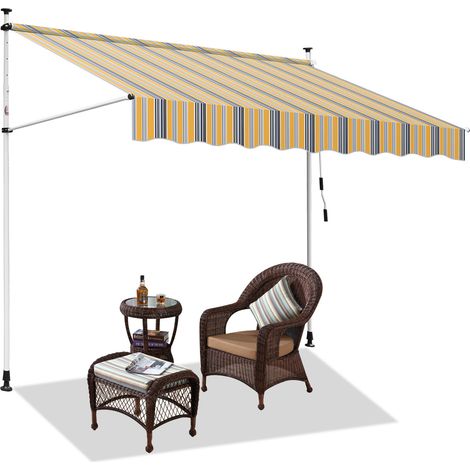 SWANEW Tende da tenda da sole Balcone che serra la protezione solare del braccio da sole da tenda da sole tenione senza perforazione e blu giallo 1.5 m (1/5)