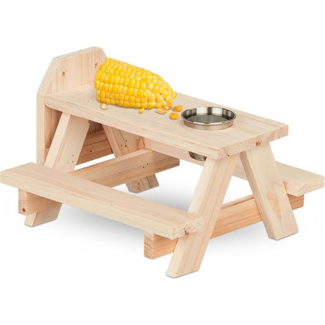 Mesa para ardillas con bebedero