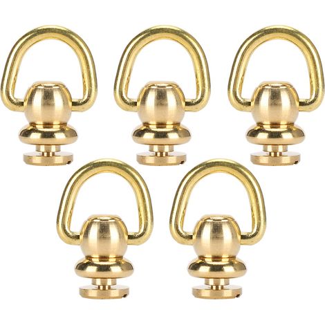 5 Ensembles de Rivets en Laiton à Anneau D, Clous Chicago, Vis à Stud pour Artisanat du Cuir, Cloches à Parfum Dorées 10x5mm (1/5)